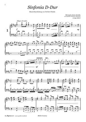 Sinfonia D-Dur - Klavier - Anna Amalia – Bild 2